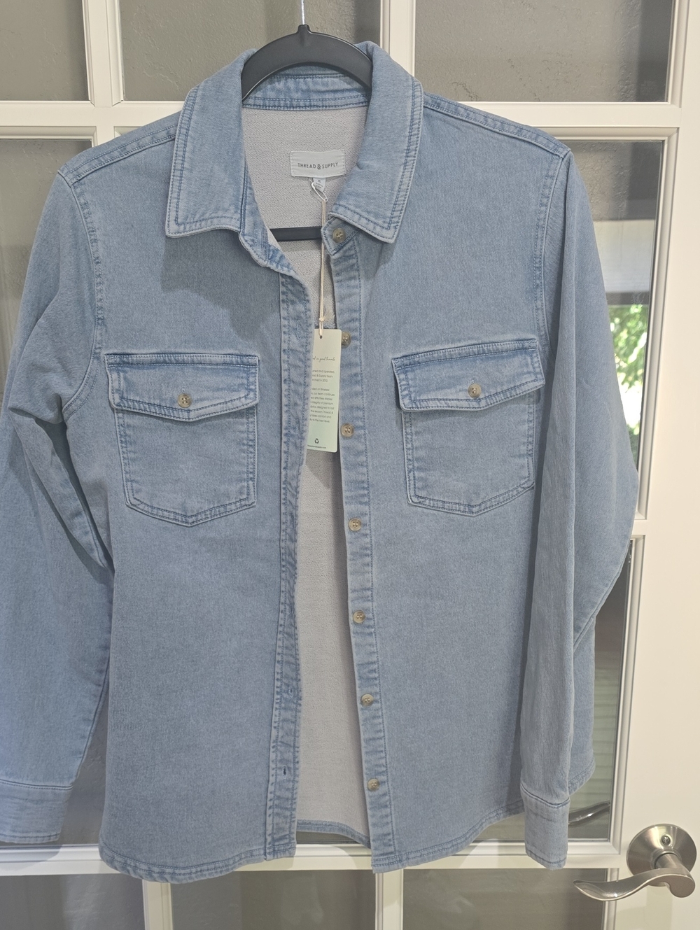 Thread & Supply Pale Blue Denim Button-Front Shirt Jacket